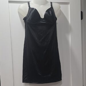 Victoria's Secret Midnight Black Underwire Adjustable Satin Chemise, 36B